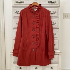 Anthropologie Tulle Ruffle Wool Coat